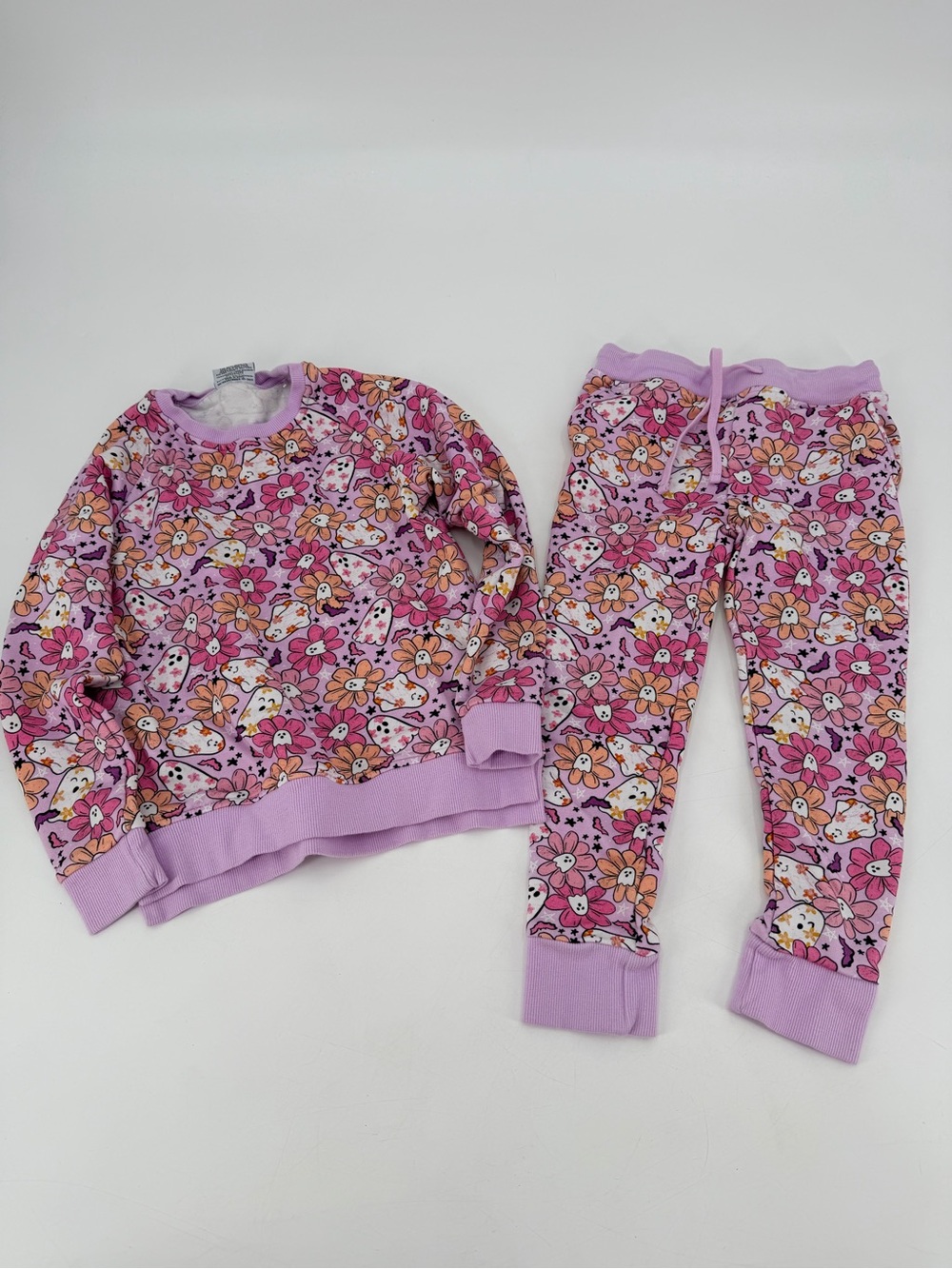 Bums & Roses Halloween Floral Ghosts Swestshirt Outfit 4 4T